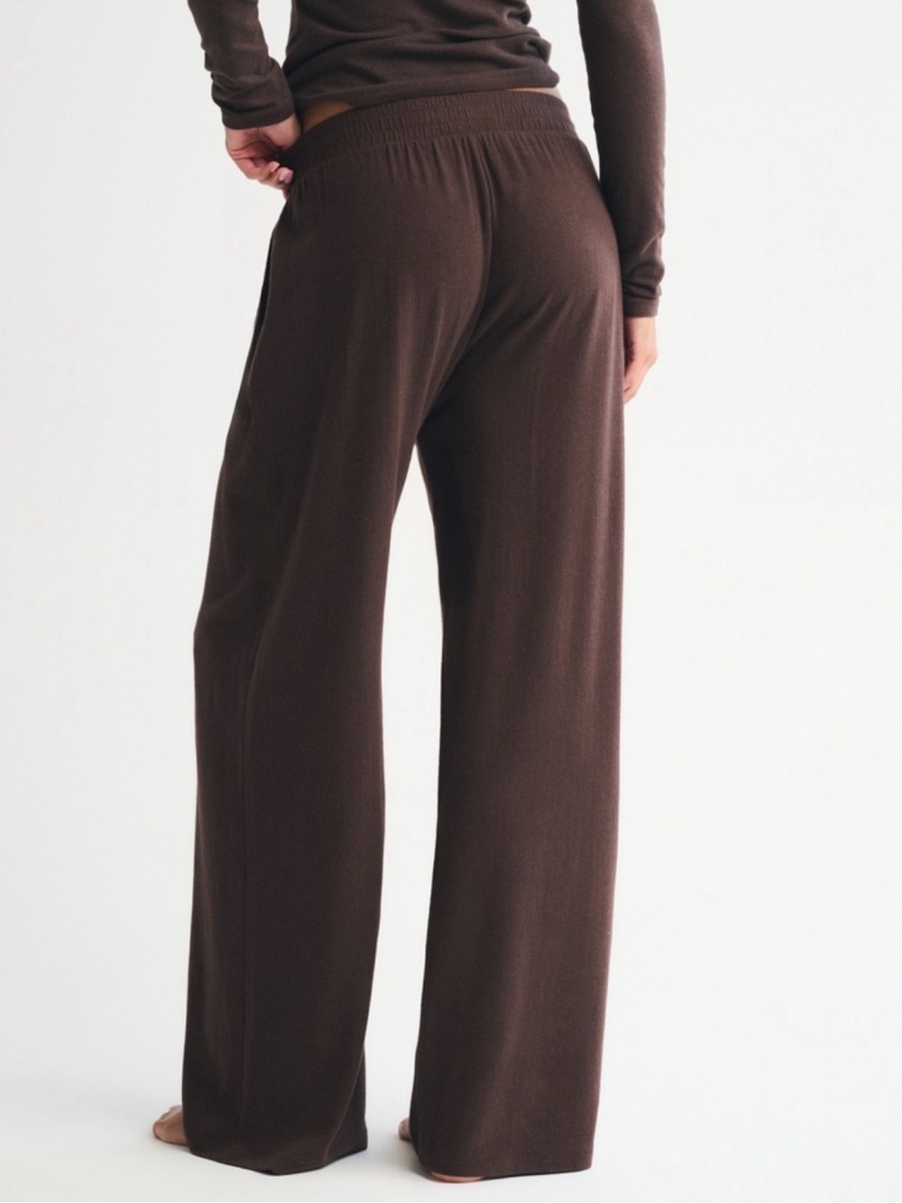 Abercrombie Wide Leg Lounge Sweatpant Brown XS Long - Picture 5 of 8